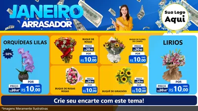 Modelo de TV para TV Horizontal com o tema Janeiro Arrasador para Floricultura e jardim