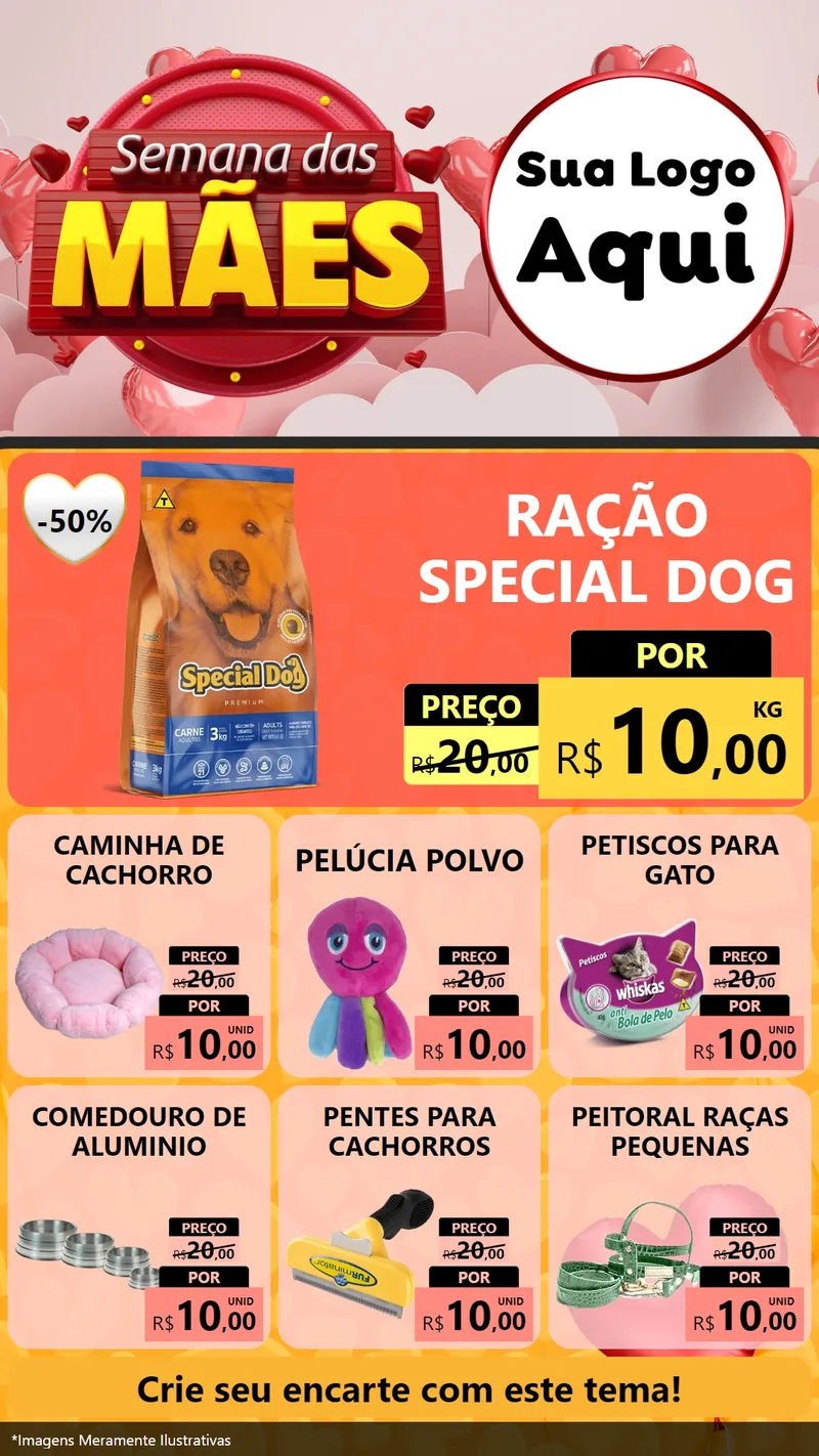 Modelo de Rede Social para Stories com o tema Semana das Mães para Pet Shop