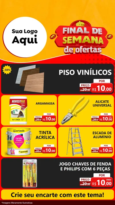 Modelo de TV para TV Vertical com o tema Final de Semana de Ofertas para Material para Construção