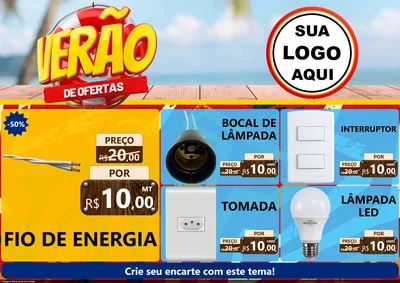 Modelo de Encarte para Encarte A4 Horizontal com o tema Verão de Ofertas para Materiais Elétricos
