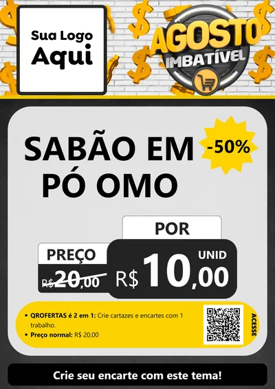 Modelo de Cartaz para Cartaz A4 Vertical com o tema Agosto imbatível para Produtos de Limpeza