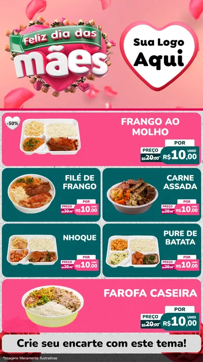 Modelo de TV para TV Vertical com o tema Feliz Dia das Mães para Restaurante