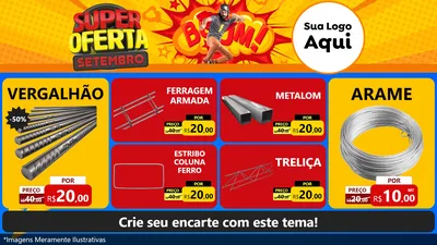 Modelo de TV para TV Horizontal com o tema Super Oferta Setembro para Ferragens