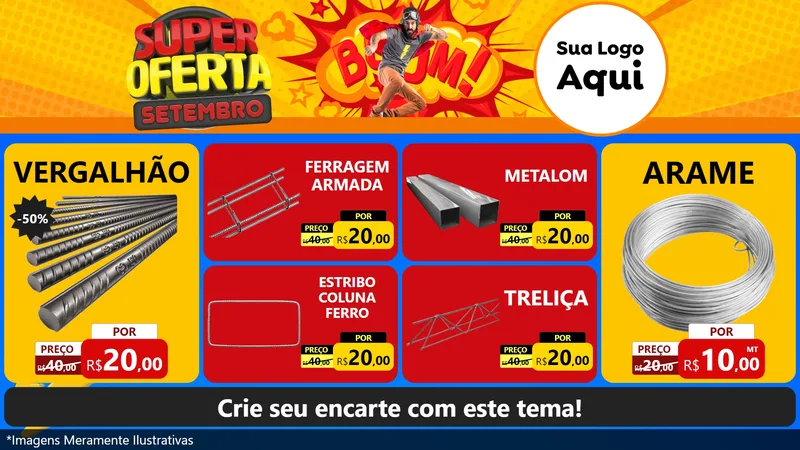 Modelo de TV para TV Horizontal com o tema Super Oferta Setembro para Ferragens
