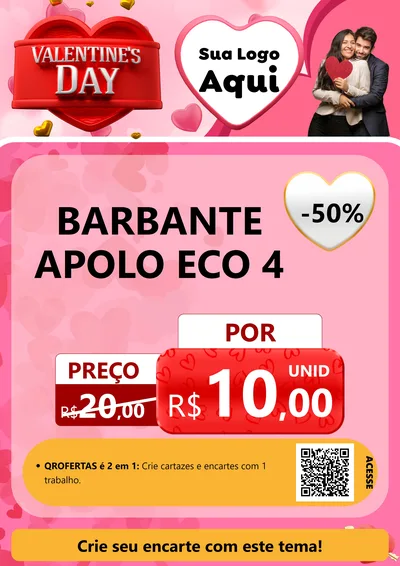 Modelo de Cartaz para Cartaz A4 Vertical com o tema Valentine's Day para Armarinho e Aviamentos