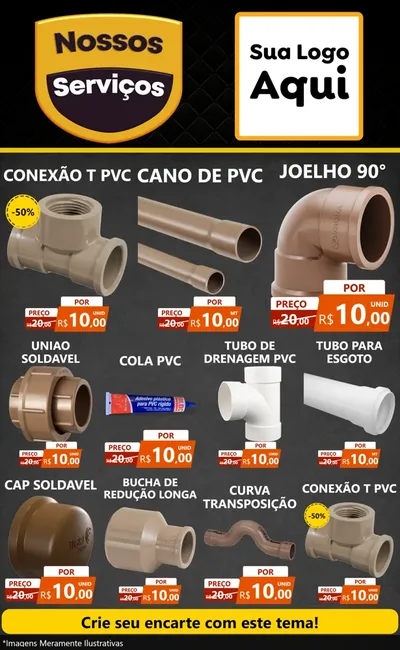 Modelo de Encarte para Encarte Grande com o tema Nossos Serviços para Tubos e conexões
