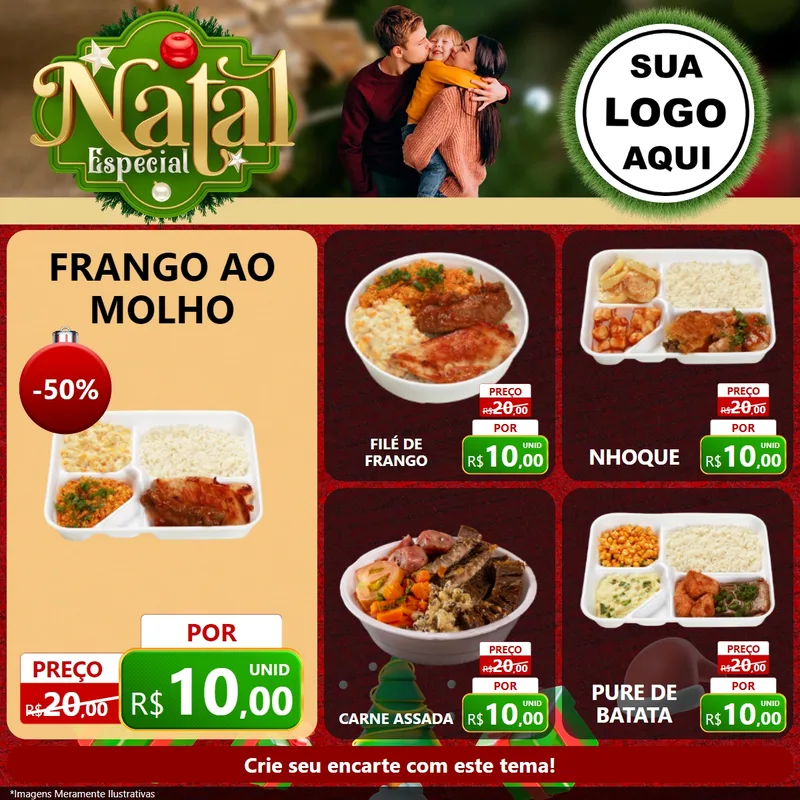 Modelo de Rede Social para Feed Facebook com o tema Natal Especial para Restaurante