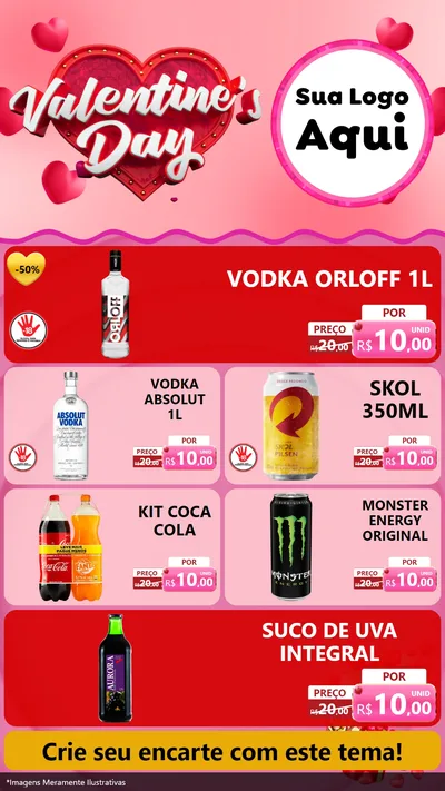 Modelo de TV para TV Vertical com o tema Valentine's Day para Distribuidora de bebidas