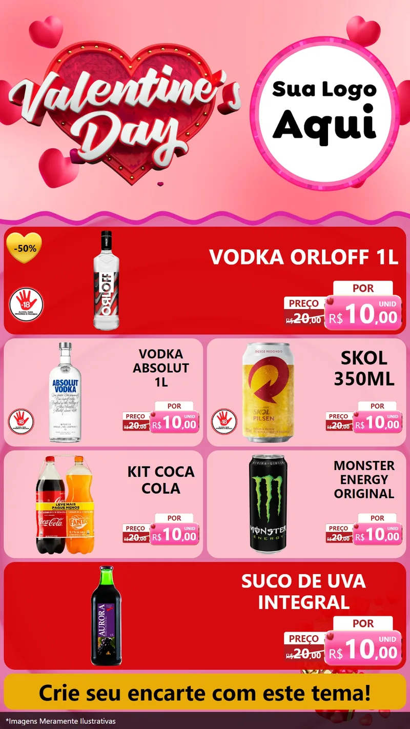 Modelo de TV para TV Vertical com o tema Valentine's Day para Distribuidora de bebidas
