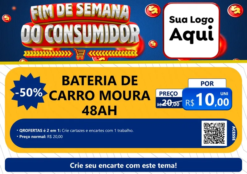Modelo de Cartaz para Cartaz A4 Horizontal com o tema Fim de Semana do Consumidor para Baterias Elétricas