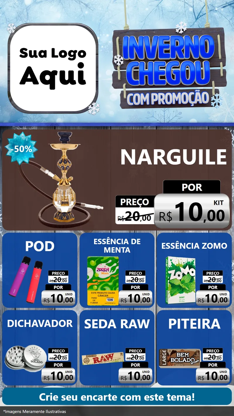 Modelo de Rede Social para Stories com o tema Inverno Chegou Com Promoção para Tabacaria