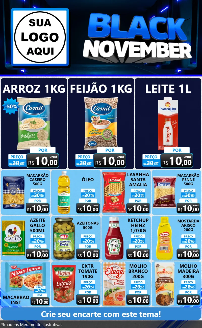 Modelo de Encarte para Encarte Grande com o tema Black November para Supermercado