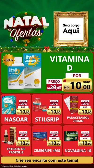 Modelo de Rede Social para Stories com o tema Natal de Ofertas para Farmácia