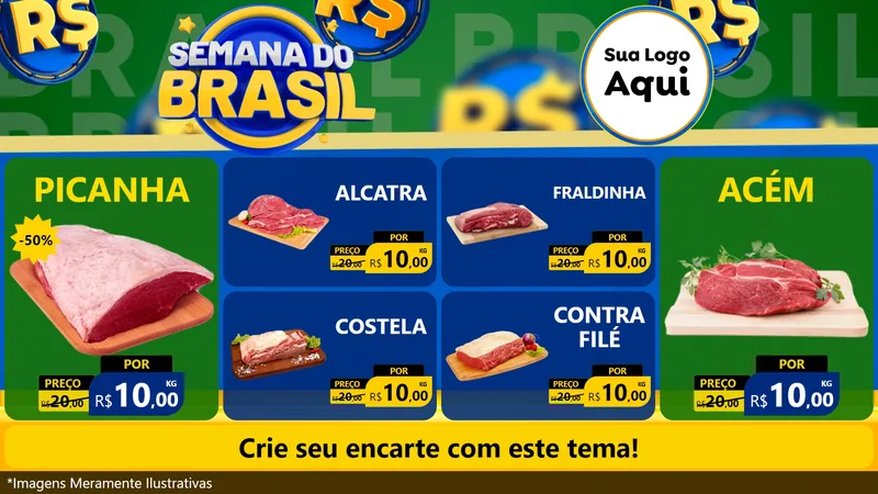 Modelo de TV para TV Horizontal com o tema Semana Do Brasil para Açougue