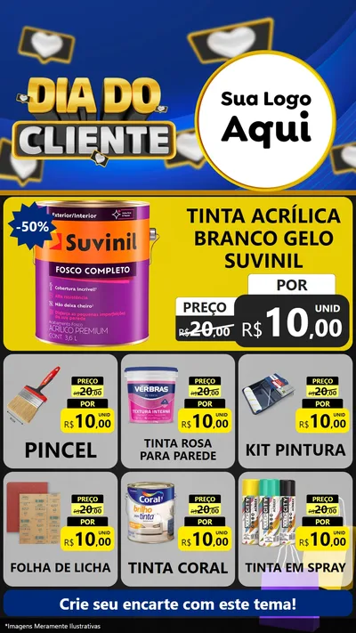 Modelo de Rede Social para Stories com o tema Dia Do Cliente para Tintas e Ferramentas