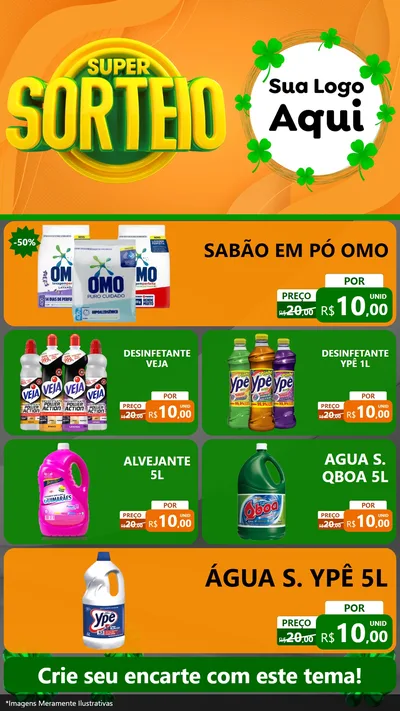 Modelo de TV para TV Vertical com o tema Super Sorteio para Produtos de Limpeza