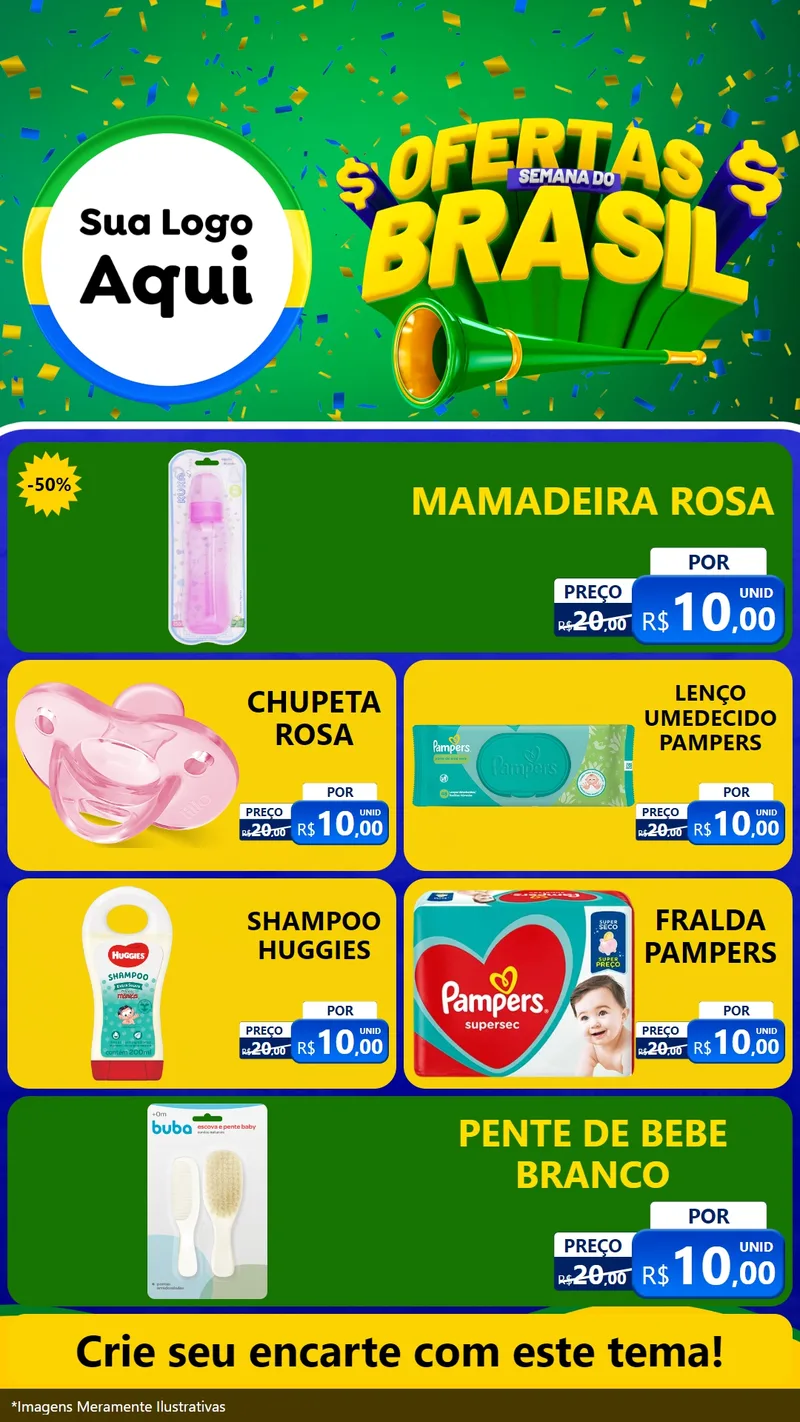 Modelo de TV para TV Vertical com o tema Ofertas Semana do Brasil para Bebês