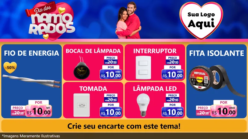 Modelo de TV para TV Horizontal com o tema Dia dos namorados para Materiais Elétricos