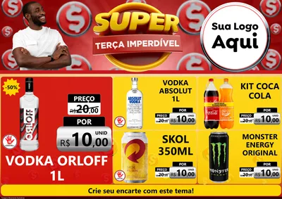 Modelo de Encarte para Encarte A4 Horizontal com o tema Super Terça Imperdível para Distribuidora de bebidas