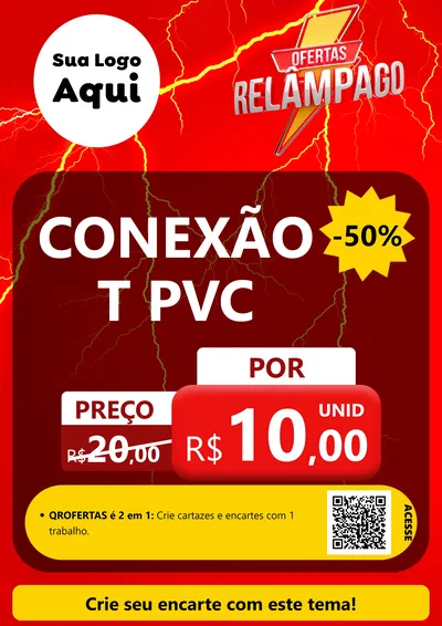 Modelo de Cartaz para Cartaz A4 Vertical com o tema Ofertas Relâmpago para Tubos e conexões
