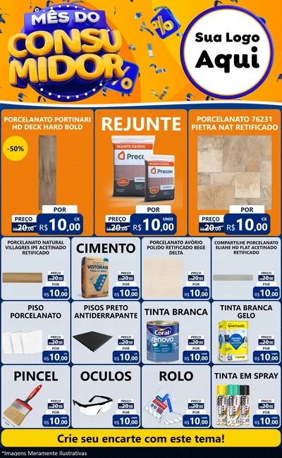Modelo de Encarte para Encarte Grande com o tema Mês do Consumidor para Pisos e revestimentos
