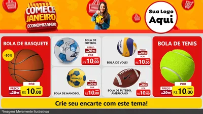 Modelo de TV para TV Horizontal com o tema Comece Janeiro Economizando para Artigos Esportivos
