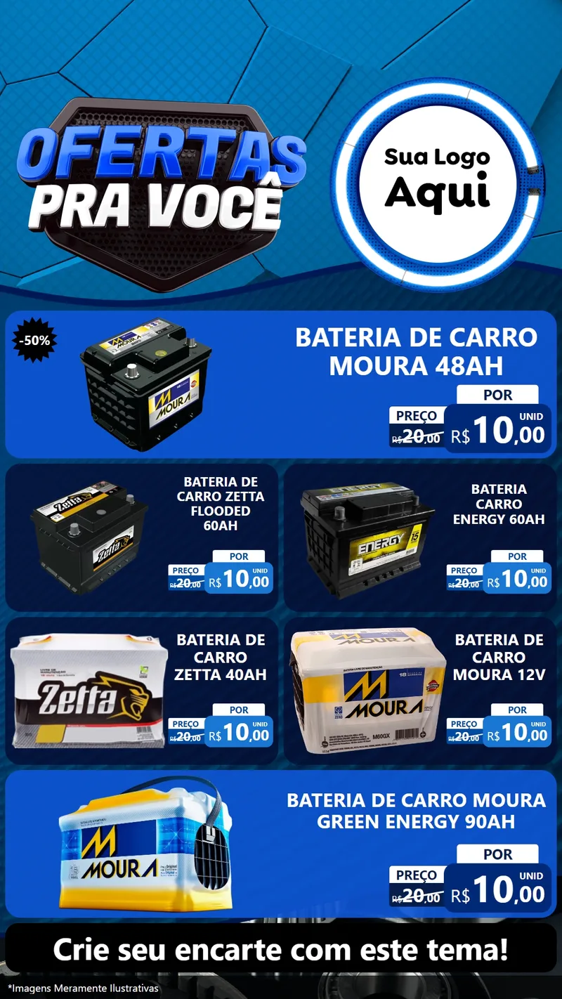 Modelo de TV para TV Vertical com o tema Ofertas Para Você - Auto e Motopeças para Baterias Elétricas