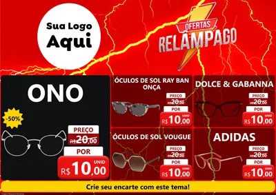Modelo de Encarte para Encarte A4 Horizontal com o tema Ofertas Relâmpago para Óticas