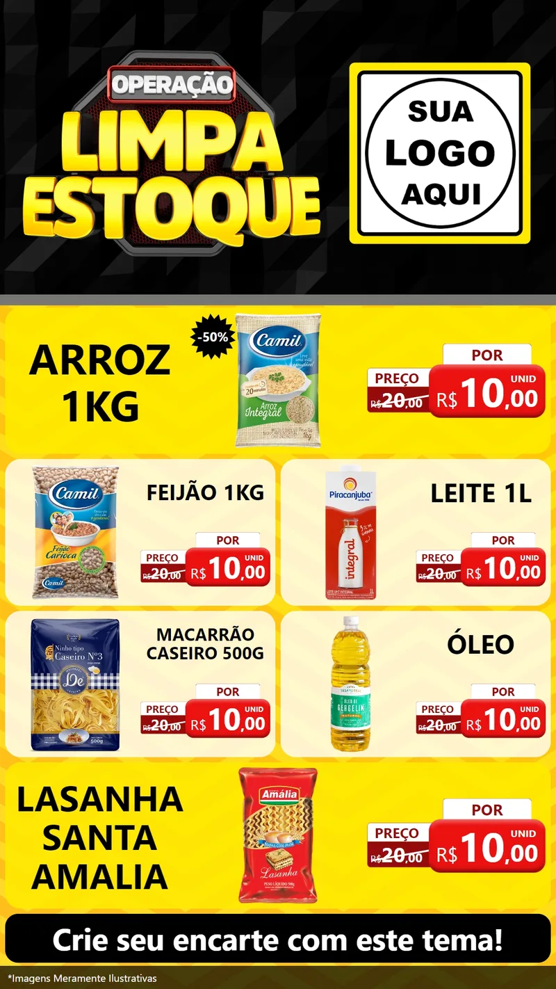 Modelo de TV para TV Vertical com o tema Operação Limpa Estoque para Supermercado