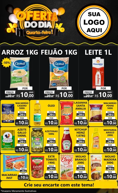 Modelo de Encarte para Encarte Grande com o tema Oferta do Dia - Quarta Feira! para Supermercado