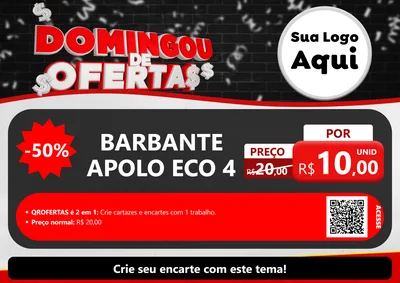 Modelo de Cartaz para Cartaz A4 Horizontal com o tema Domingou de Ofertas para Armarinho e Aviamentos