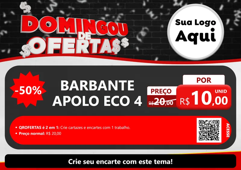 Modelo de Cartaz para Cartaz A4 Horizontal com o tema Domingou de Ofertas para Armarinho e Aviamentos