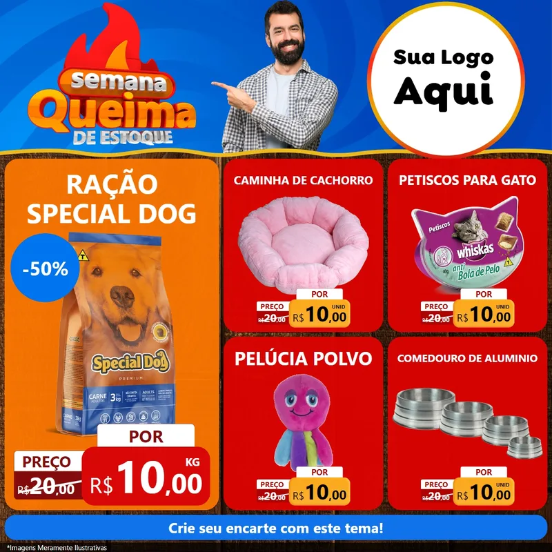 Modelo de Rede Social para Feed Facebook com o tema Semana Queima de Estoque para Pet Shop
