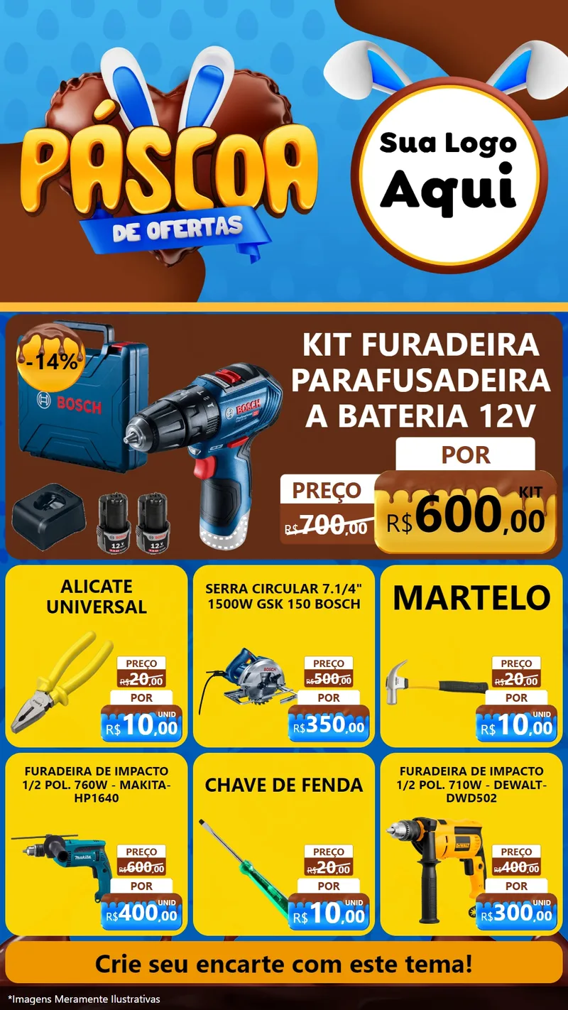 Modelo de Rede Social para Stories com o tema Páscoa de Ofertas para Maquinas e Ferramentas