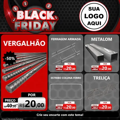 Modelo de Rede Social para Feed Facebook com o tema Black Friday para Ferragens