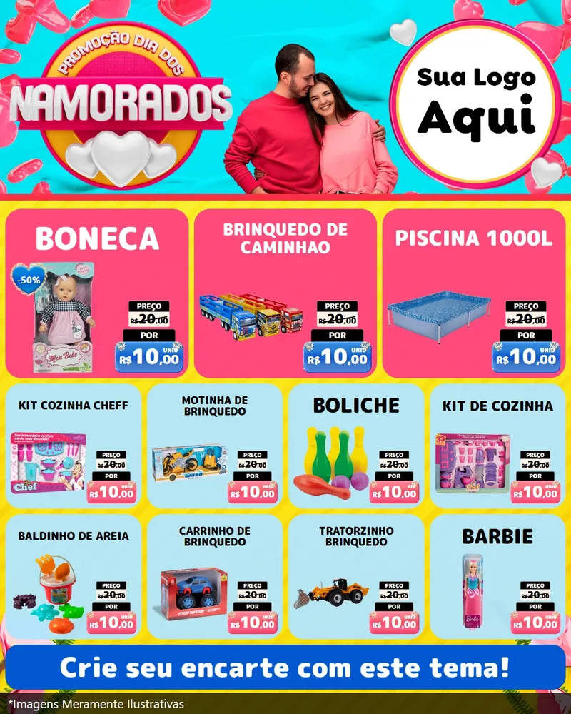 Modelo de Rede Social para Feed Instagram com o tema Promoção Dia dos Namorados para Brinquedos
