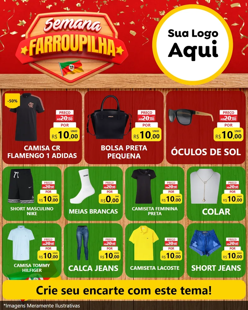 Modelo de Rede Social para Feed Instagram com o tema Semana Farroupilha para Roupas e acessórios