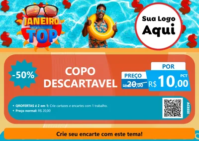 Modelo de Cartaz para Cartaz A4 Horizontal com o tema Janeiro Top para Embalagens