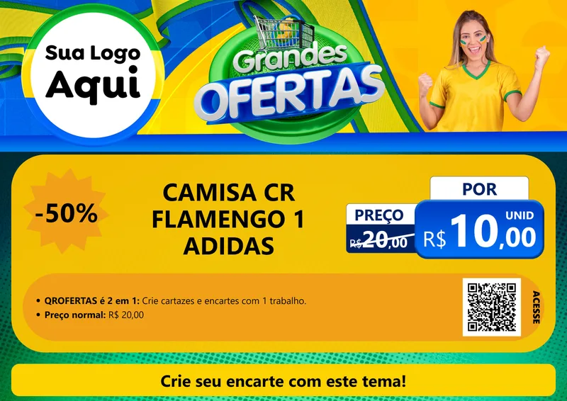 Modelo de Cartaz para Cartaz A4 Horizontal com o tema Grandes Ofertas para Roupas e acessórios