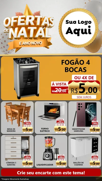 Modelo de Rede Social para Stories com o tema Ofertas De Natal E Ano Novo para Móveis e Eletro