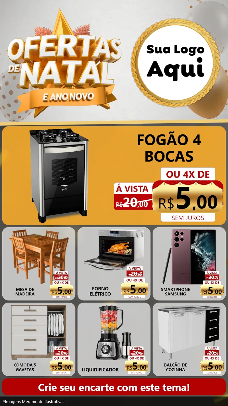 Modelo de Rede Social para Stories com o tema Ofertas De Natal E Ano Novo para Móveis e Eletro