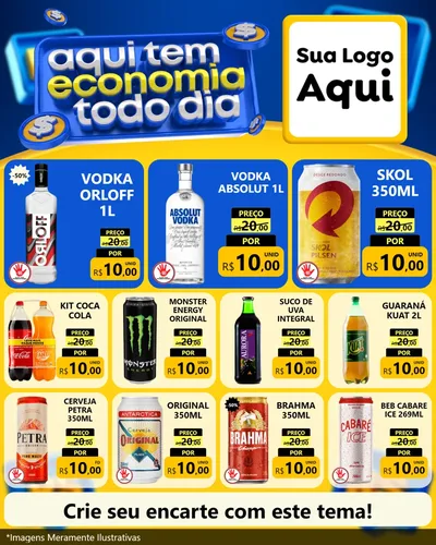 Modelo de Rede Social para Feed Instagram com o tema Aqui Tem Economia Todo Dia para Distribuidora de bebidas