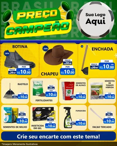 Modelo de Rede Social para Feed Instagram com o tema Preço Campeão - Copa para Agropecuária