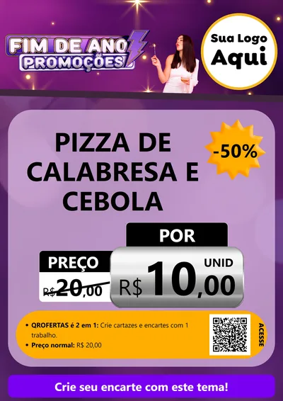 Modelo de Cartaz para Cartaz A4 Vertical com o tema Fim de Ano Promoções para Pizzaria