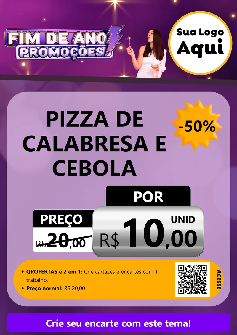 Modelo de Cartaz para Cartaz A4 Vertical com o tema Fim de Ano Promoções para Pizzaria