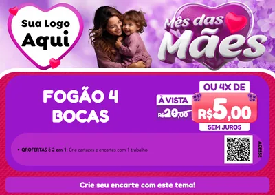 Modelo de Cartaz para Cartaz A4 Horizontal com o tema Mês das Mães para Móveis e Eletro