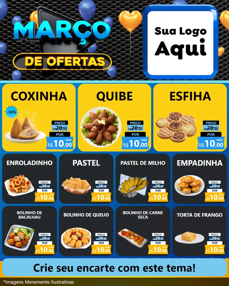 Modelo de Rede Social para Feed Instagram com o tema Março de Ofertas para Salgadaria