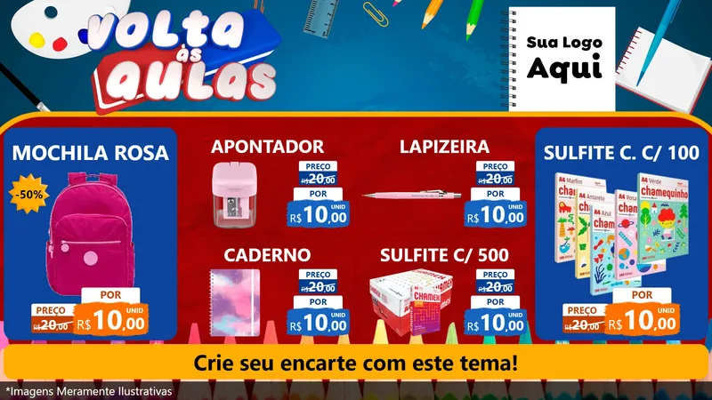 Modelo de TV para TV Horizontal com o tema Volta Às Aulas para Papelaria