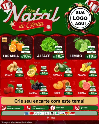 Modelo de Rede Social para Feed Instagram com o tema Um Natal de Ofertas para Hortifrúti