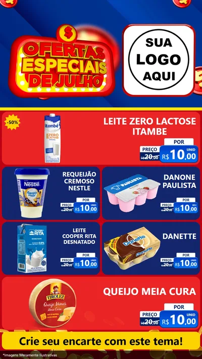 Modelo de TV para TV Vertical com o tema Ofertas Especiais de Julho para Frios e Laticínios